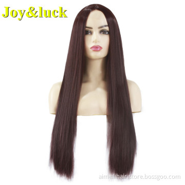 Wholesale Prices 99J Color Wig For Women Front Lace Party Halloween Cosplay Long Natural Straight Wig Lace Front Synthetic Hair
